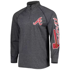 Men's Stitches Heather Gray Atlanta Braves Wordmark Raglan Quarter-Zip Top -Tek Gear Shop 6187636 ALT2